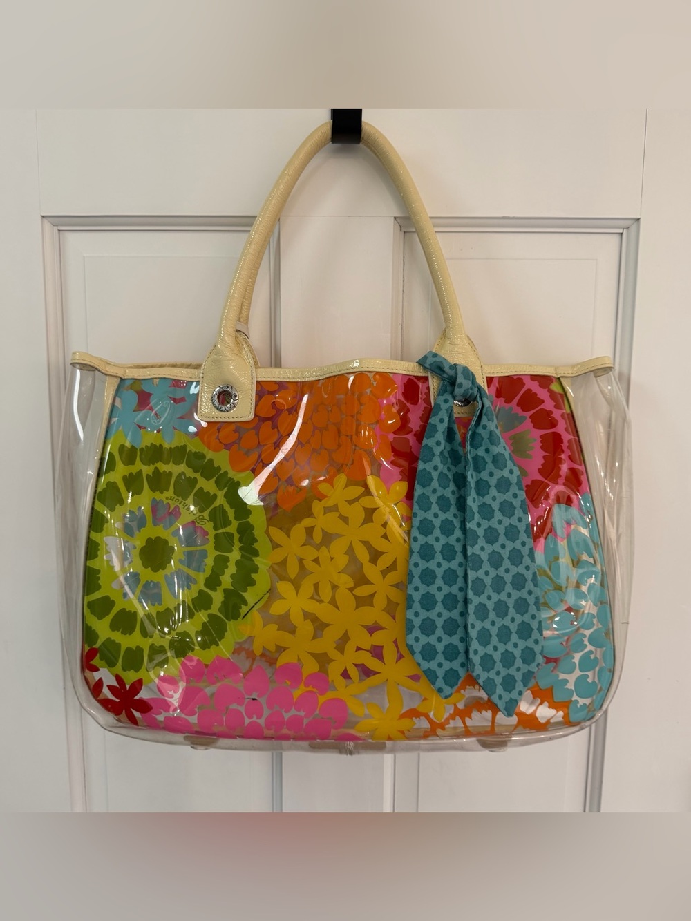 Brighton large Multicolor Floral Tote Bag with Teal Scarf